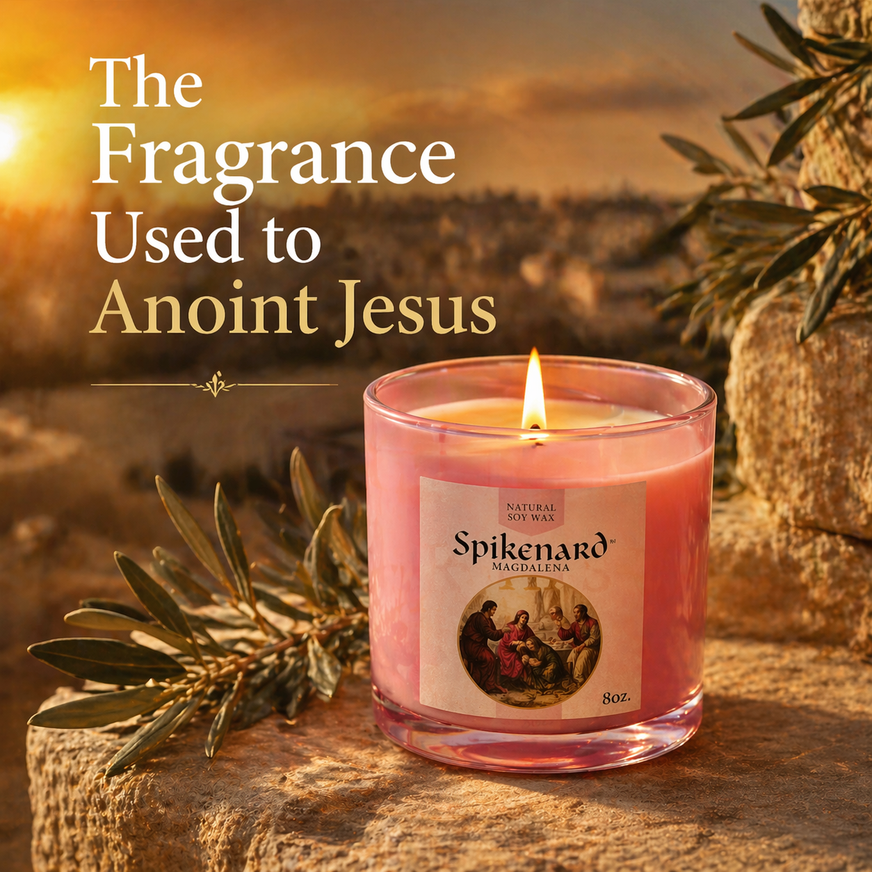 Spikenard Magdalena candle with biblical spikenard fragrance, inspired by the precious perfume used to anoint Jesus and treasured throughout Scripture.